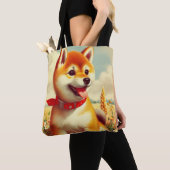 ヴィンテージ絵を描柴犬 トートバッグ (クローズアップ)