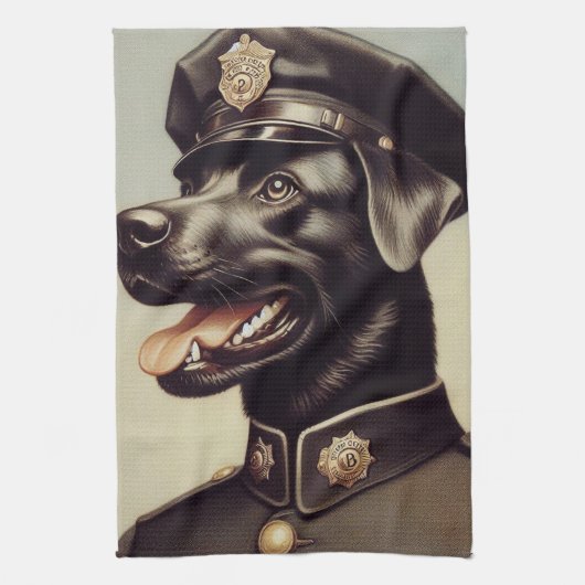 ヴィンテージ絵を描犬 キッチンタオル (縦)