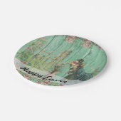 ヴィンテージ絵を描素朴イースターラビットシーン ペーパープレート (アングル)