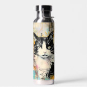 ヴィンテージ絵を描黒猫の名 ウォーターボトル (左面)