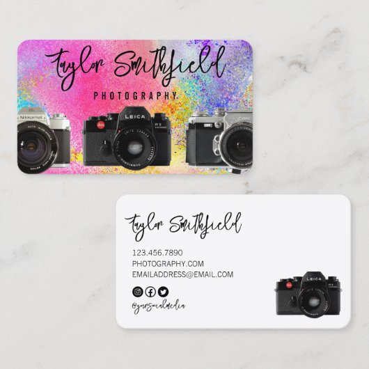 ヴィンテージ絵を描（ばちゃばちゃ）跳ねる写真事業 名刺 (正面/裏面)