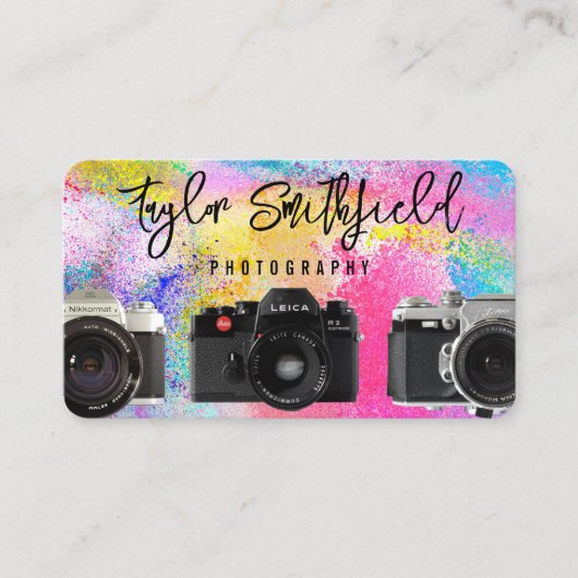 ヴィンテージ絵を描（ばちゃばちゃ）跳ねる撮影 名刺 (正面)