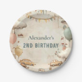 ヴィンテージ絵本の車、2歳の誕生日おめでとう ペーパープレート (正面)