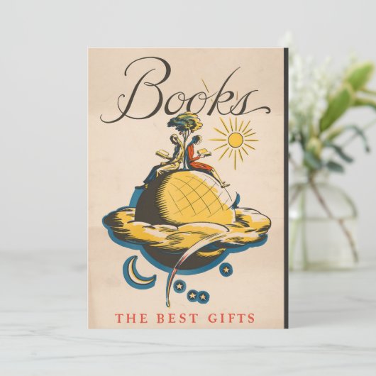 ヴィンテージ絵本愛好家ギフト折りカード 招待状 (スタンド正面)