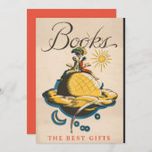 ヴィンテージ絵本愛好家ギフト折りカード 招待状 (正面/裏面)