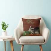 ヴィンテージ絵画うさぎ食べのニンジン クッション (椅子)