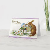 ヴィンテージ絵画のイースターバニー シーズンカード (正面)
