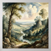 ヴィンテージ絵画のスタイル風景 ポスター (正面)