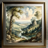 ヴィンテージ絵画のスタイル風景 ポスター