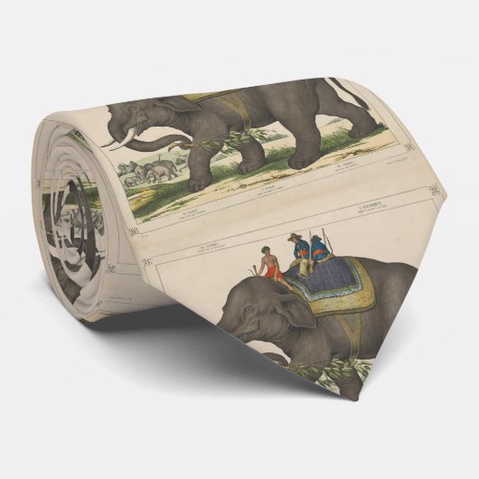 ヴィンテージ絵画のゾウに乗る男たち ネクタイ (ロール)
