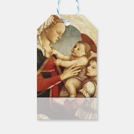 ヴィンテージ絵画のマリアとイエスのクリスマス ギフトタグ (裏面)