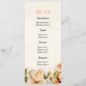 ヴィンテージ絵画のロマンチックなバラのメ結婚ニュー メニュー (裏面)