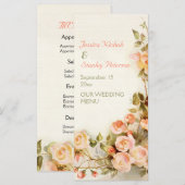 ヴィンテージ絵画のロマンチックなバラのメ結婚ニュー メニュー (正面/裏面)