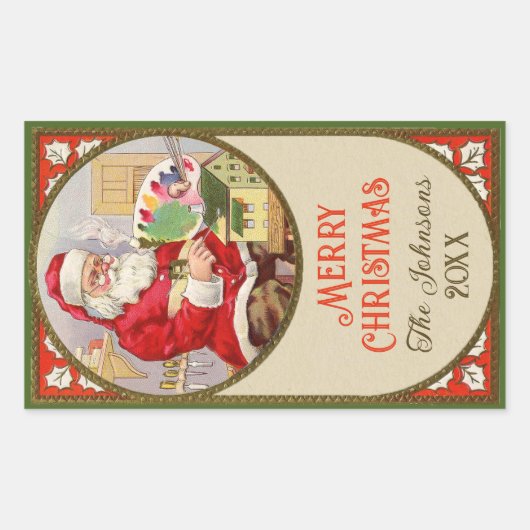 ヴィンテージ絵画のワークショップ 長方形シール (正面)