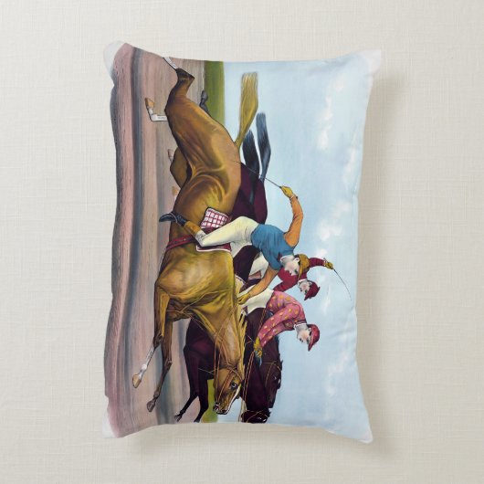 ヴィンテージ絵画の競馬場 アクセントクッション (裏面(縦))