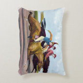 ヴィンテージ絵画の競馬場 アクセントクッション (正面(垂直))