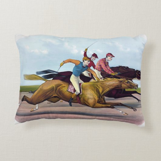 ヴィンテージ絵画の競馬場 アクセントクッション (裏面)