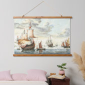 ヴィンテージ絵画の船の穏やかな海ジョハンテイラー 吊り下げ型タペストリー (寝室)