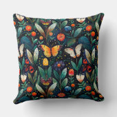 ヴィンテージ絵画の花葉枝，枝 クッション (裏面)