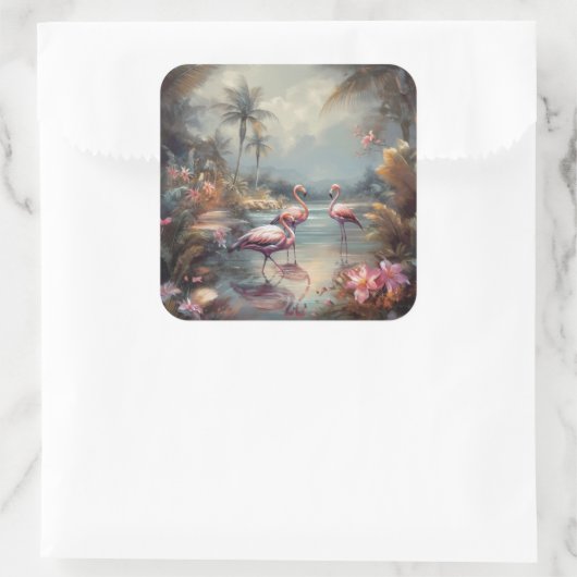 ヴィンテージ絵画の花 スクエアシール (バッグ)