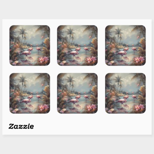 ヴィンテージ絵画の花 スクエアシール (シート)