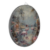 ヴィンテージ絵画の花 ダーツボード (正面左)