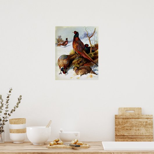 ヴィンテージ絵画の首のリングや輪のキジのポスター ポスター (キッチン)