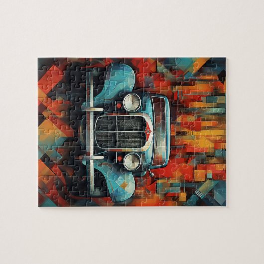 ヴィンテージ絵画カーの抽象芸術アート ジグソーパズル (横)