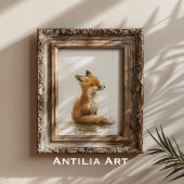 ヴィンテージ絵画キツネの森の動物 ポスター