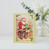 ヴィンテージ絵画サンタのおもちゃ屋 ポストカード (スタンド正面)