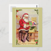ヴィンテージ絵画サンタのおもちゃ屋 ポストカード (正面/裏面)