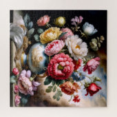 ヴィンテージ絵画スタイルの花花花瓶 ジグソーパズル (横)