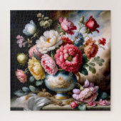 ヴィンテージ絵画スタイルの花花花瓶 ジグソーパズル (縦)