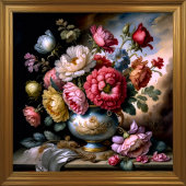 ヴィンテージ絵画スタイルの花花花瓶 ポスター