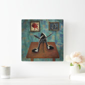 ヴィンテージ絵画スティレット – Digital Art スクエア壁時計 (ホーム)