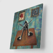 ヴィンテージ絵画スティレット – Digital Art スクエア壁時計 (傾斜)