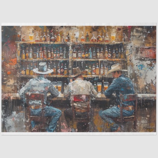 ヴィンテージ絵画ズのメンズアットウエスタンサルーンデコップページ 薄葉紙 (正面)