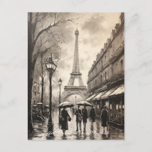ヴィンテージ絵画ズエッフェルタワーパリフランストラベル ポストカード