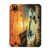 ヴィンテージ絵画ズハワイビーチトロピカルパラダイス マグネット (縦)