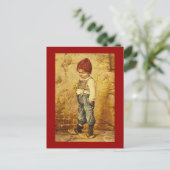 ヴィンテージ絵画ズ・オブ・ハンゼルのリンゴ持ち ポストカード (スタンド正面)