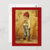 ヴィンテージ絵画ズ・オブ・ハンゼルのリンゴ持ち ポストカード (正面/裏面)