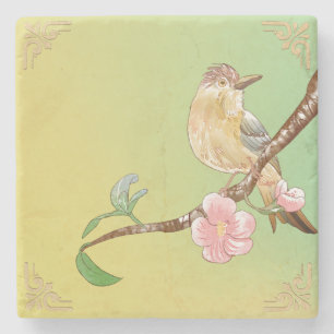 ヴィンテージ絵画ナチュラリストの花鳥 ストーンコースター