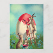 ヴィンテージ絵画バニーのイースターエッグ シーズンポストカード (正面)