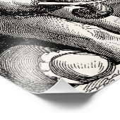 ヴィンテージ絵画フクロウ1800年代ジャングルシーン フォトプリント            (角)