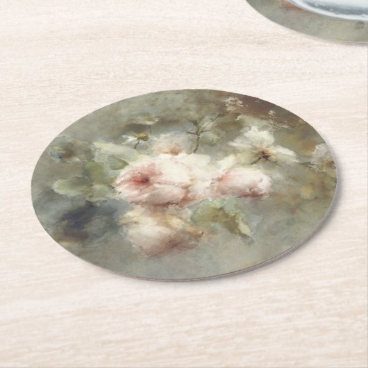 ヴィンテージ絵画フローラ ラウンドペーパーコースター (アングル)