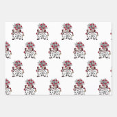 ヴィンテージ絵画レッドバラ ラッピングペーパーシート (正面3)