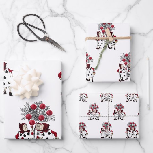 ヴィンテージ絵画レッドバラ ラッピングペーパーシート (正面)