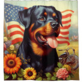 ヴィンテージ絵画ロットワイラー シャワーカーテン (正面)