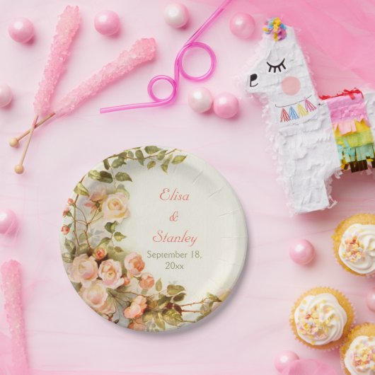 ヴィンテージ絵画ロマンバラ結婚ズ ペーパープレート (パーティー)