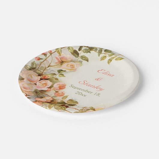 ヴィンテージ絵画ロマンバラ結婚ズ ペーパープレート (アングル)